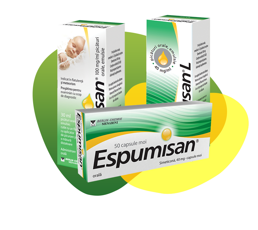 Packaging of Espumisan in different dosage forms for different needs